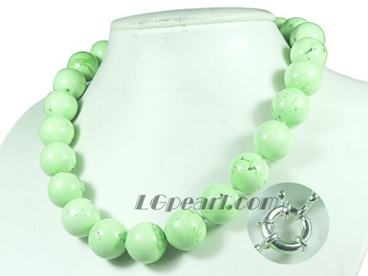 lustrous round 16mm green turquoise necklace