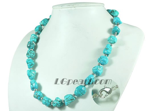 simple style irregular bule turquoise necklace