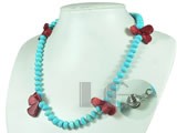 4*8mm blue round and flat turquoise necklace