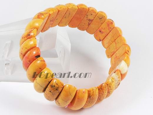 22mm yellow oblong shape stretchy turquoise bracelet
