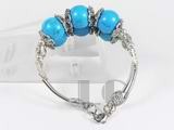 14mm blue round turquoise bracelet with silver accessory