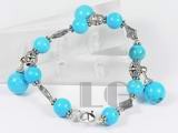 10mm and 12mm blue turquoise bracelet with silver accessory