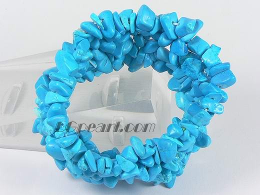 irregular blue turquoise chip stretchy bracelet