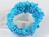 irregular blue turquoise chip stretchy bracelet