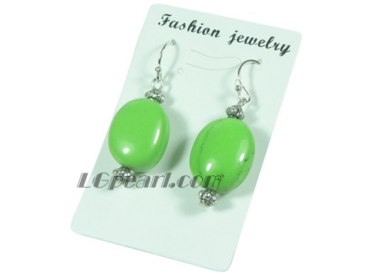 green 10*15mm oval turquoise dangling earrings