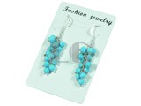 round 3mm blue turquoise dangling earrings