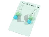round 8mm green and blue turquoise dangling earrings
