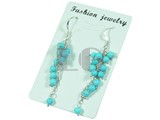 beautiful 3mm round blue turquoise dangling earrings