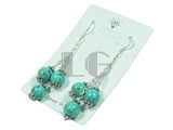 dangling 8mm round green turquoise earrings