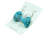 irregular shape blue turquoise sterling silver dangling earrings