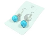round 15mm blue cameo turquoise dangling earrings