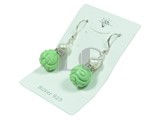 round 15mm green turquoise dangling earrings