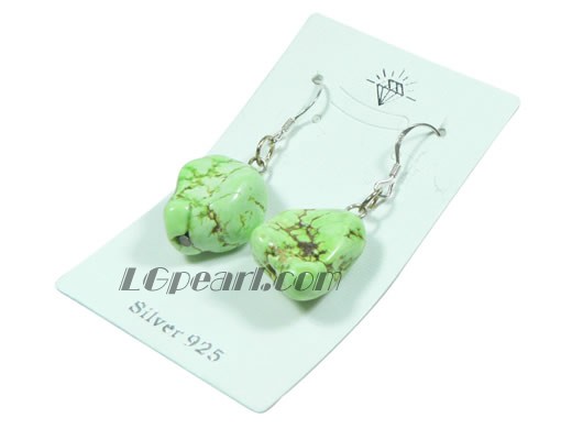 irregular shape apple green turquoise dangling earrings