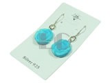 flower-shaped 15mm blue turquoise dangling earrings
