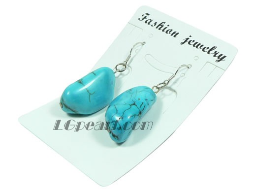 unique dangling blue irregular turquoise earrings