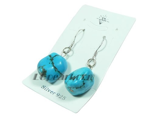 special irregular shape blue turquoise dangling earrings
