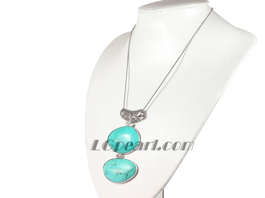 two rows green irregular turquoise pendant