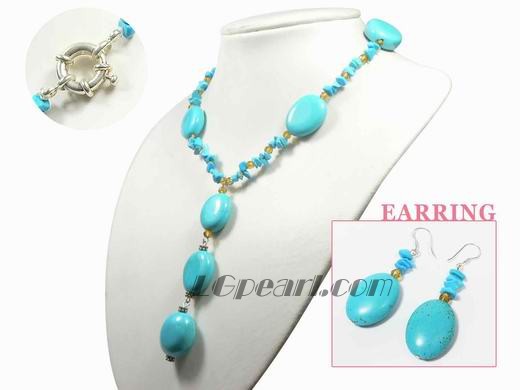 14*18mm oval blue turquoise set with 4mm topaz beads