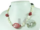 sea shells and red irregular coral necklace