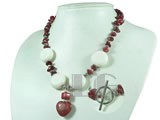 12mm white round and flat coral necklace