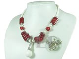 12mm irregular red coral and white coral necklace