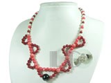 potato pearl and 5mm red coral coral necklace