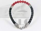 6mm round red coral bracelet with silver fitting