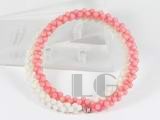 3*6mm white and pink coral stretchy bracelet