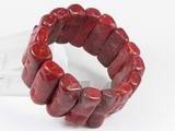 15*30mm ablong red coral stretchy bracelet
