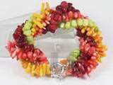 5-6mm green, red, pink and yellow branch coral bracelet