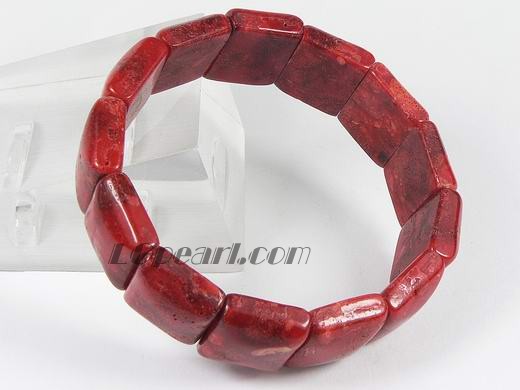 12-17mm square genuine red coral bracelet