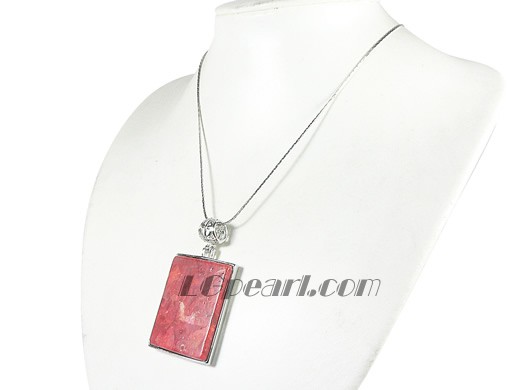 red square coral pendant