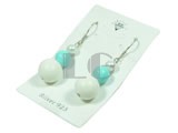 12mm white color coral bead dangling earrings