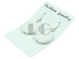 wafer shape white coral dangling earrings