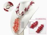 red and pink coral set with crystal beads