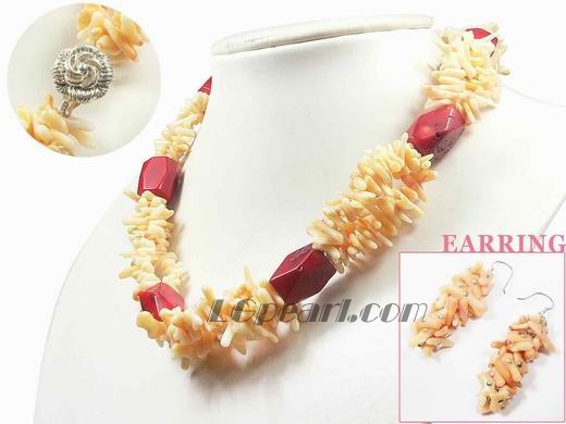 13*18mm red faceted coral set