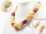 13*18mm red faceted coral set