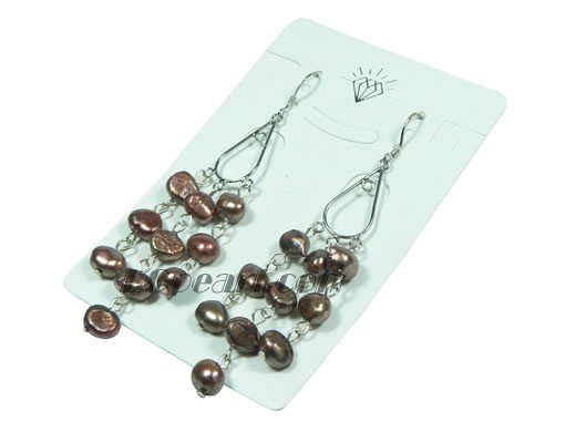 6-7mm coffee freshwater pearl sterling silver dangling earrings