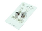 multi-color crystal with freshwater pearl dangling earrings