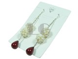13mm white pearl ball sterling silver dangling earrings