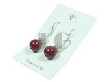 8-9mm white potato pearl earrings with red jade