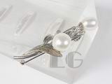 white leaf shape 925 sterling silver brooch