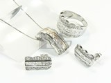 wavy plated rhodium sterling silver set