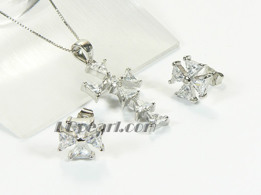 windmill shape plated rhodium sterling silver set