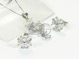 windmill shape plated rhodium sterling silver set