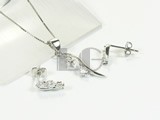 tail shape plated rhodium sterling silver set