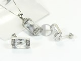 column shape plated rhodium sterling silver set