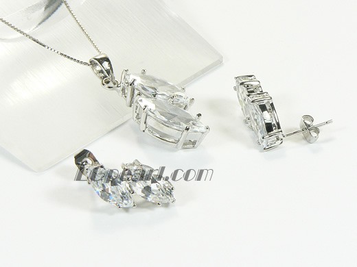 925 plated rhodium sterling silver set