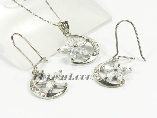 moon shape sterling silver plated rhodium set
