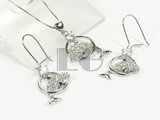 dolphin shape sterling silver plated rhodium set